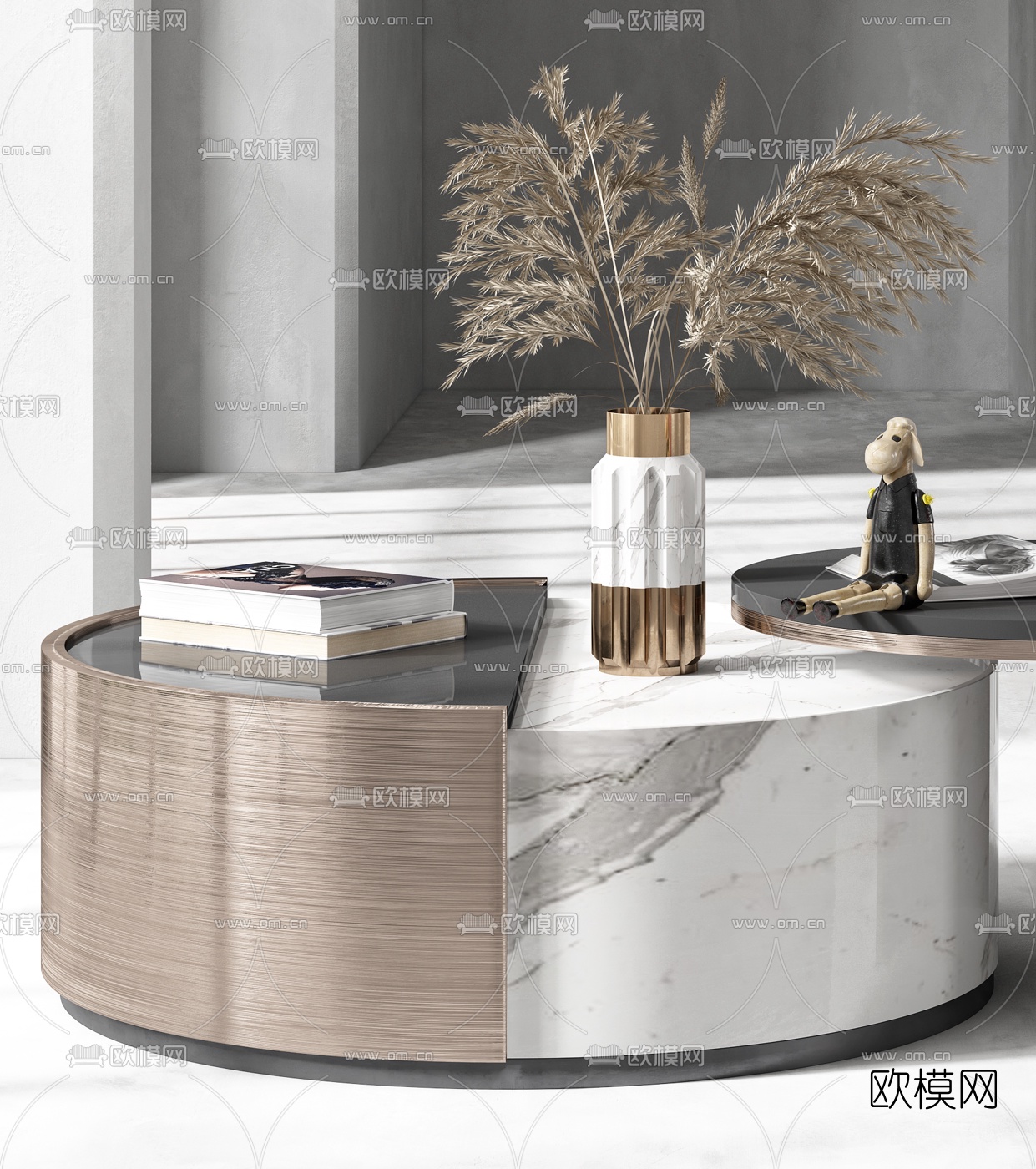 现代大理石茶几3d模型