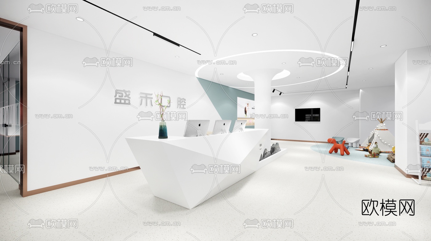 现代牙科诊所接待大厅su模型