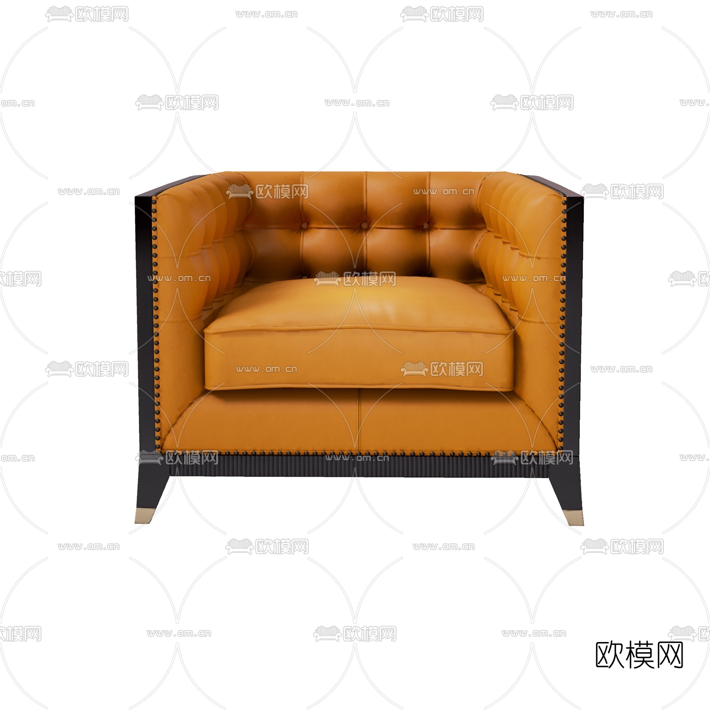 美式皮革单人沙发3d模型