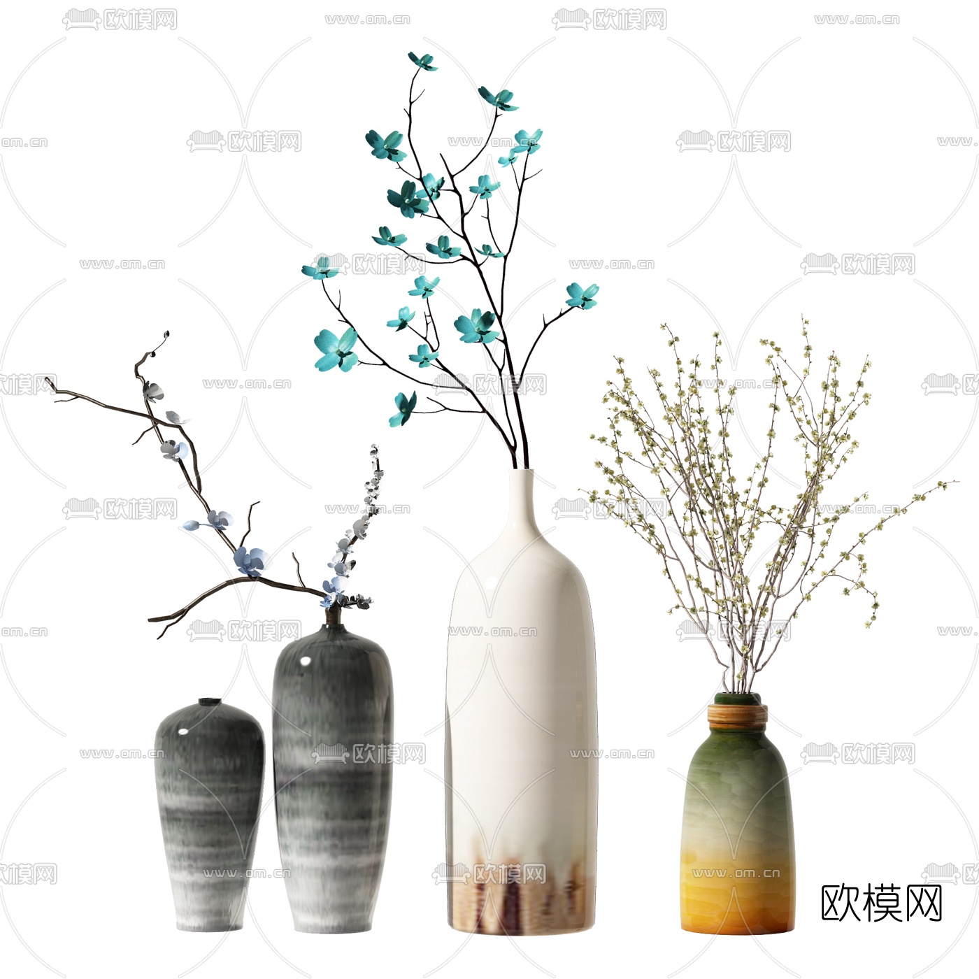 新中式花瓶花艺摆件3d模型