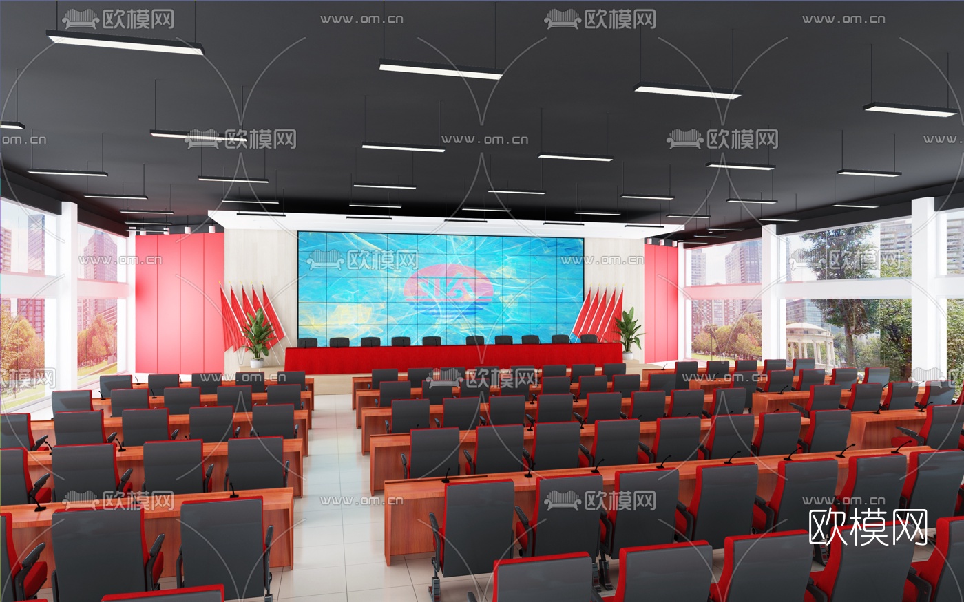 现代报告厅会议室免费3d模型