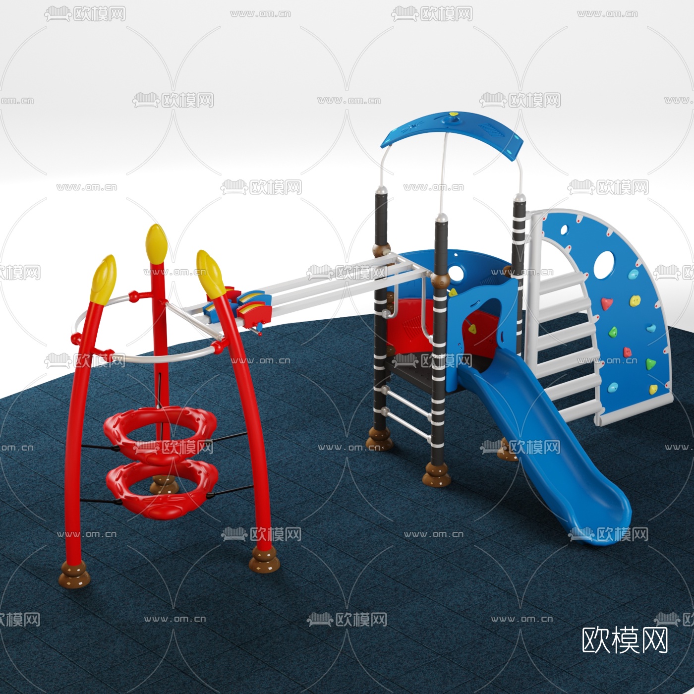 现代简易组合儿童滑梯滑索3d模型