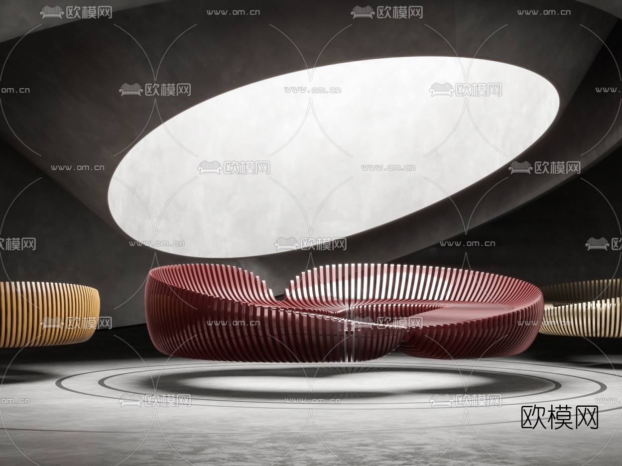 现代简约异形沙发3d模型下载（渲染图2）