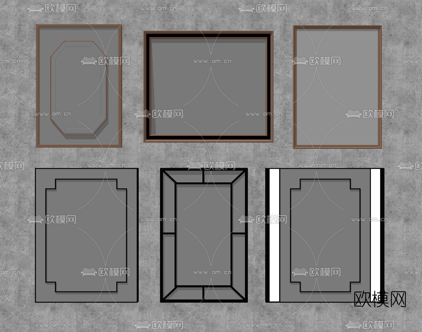 新中式方形装饰镜su模型下载（渲染图2）