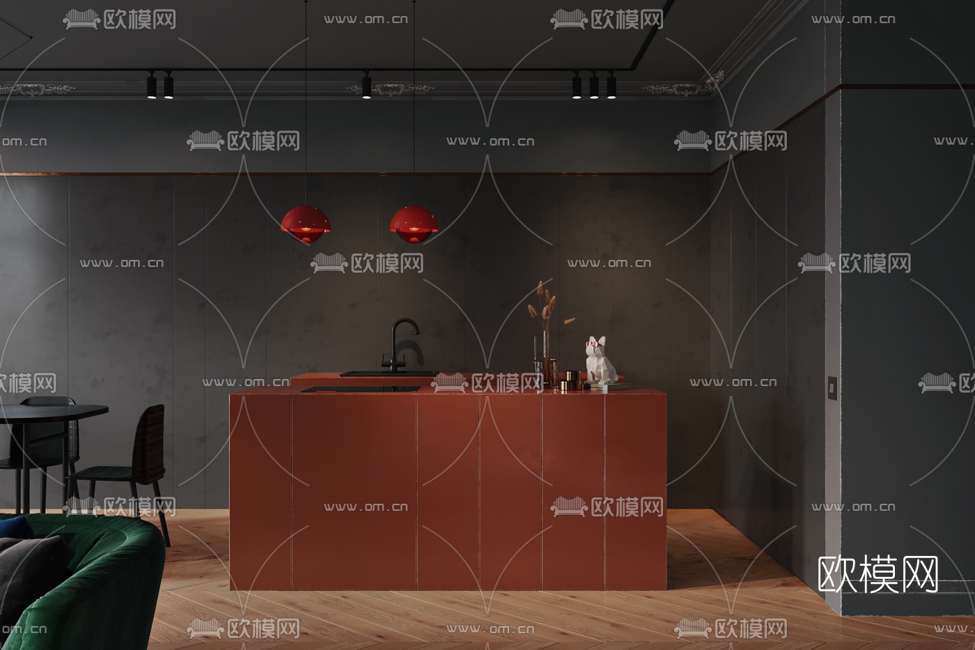 后现代客厅餐厅3d模型
