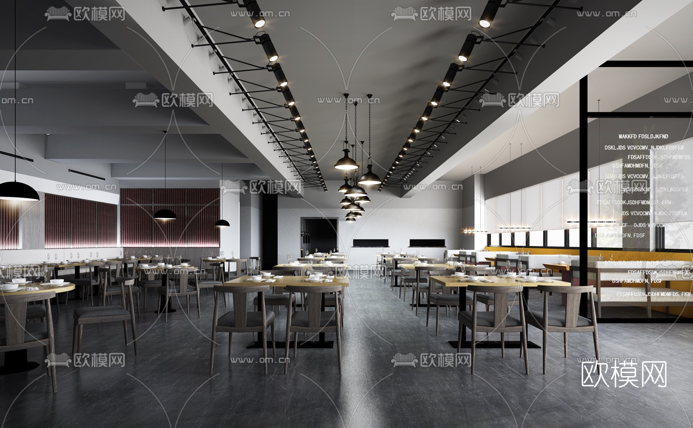 现代卡座茶餐厅3d模型下载