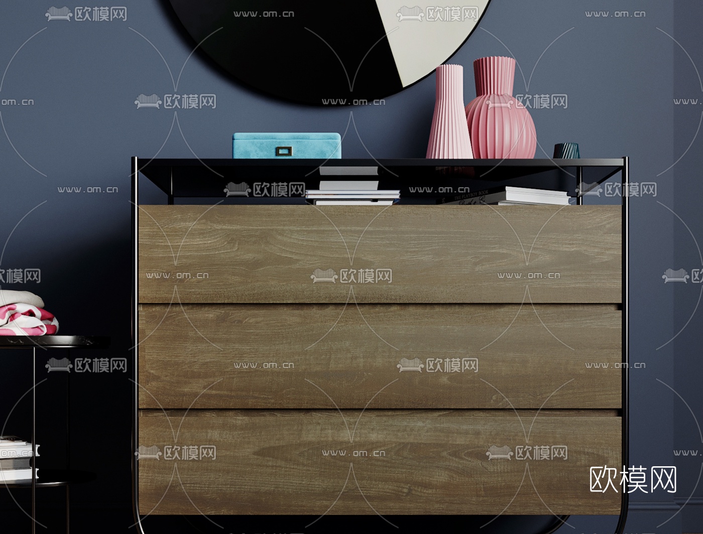 现代实木边柜3d模型