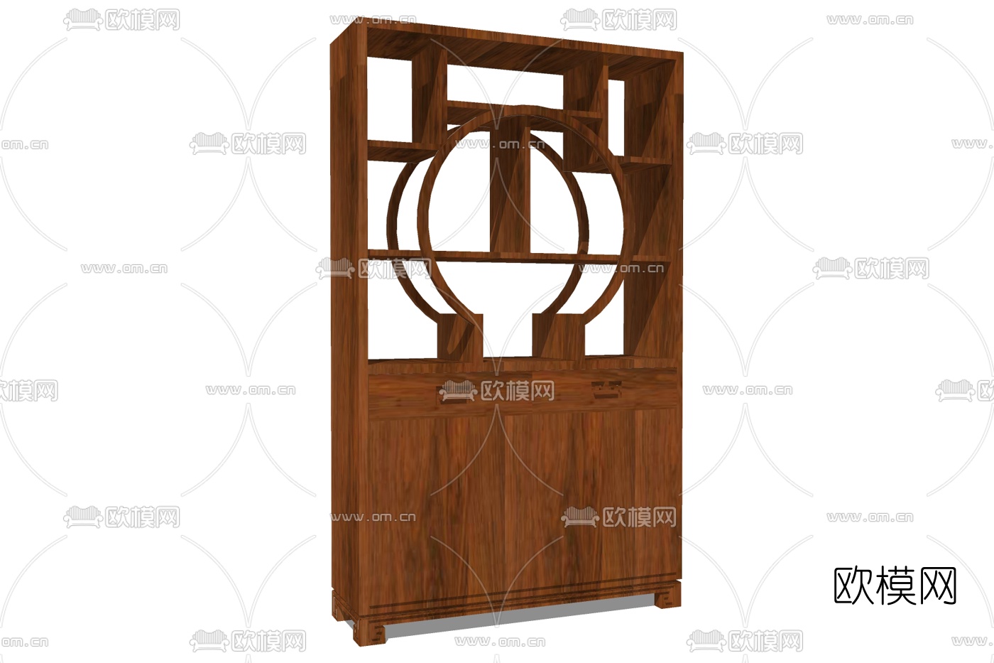 新中式实木装饰柜su模型下载