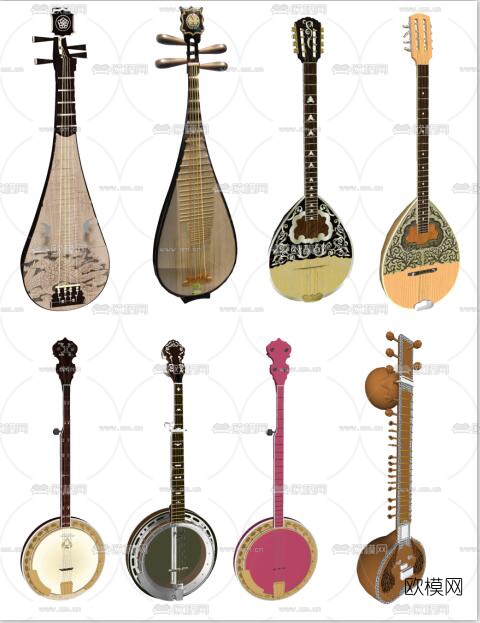 现代古代乐器琵琶su模型下载