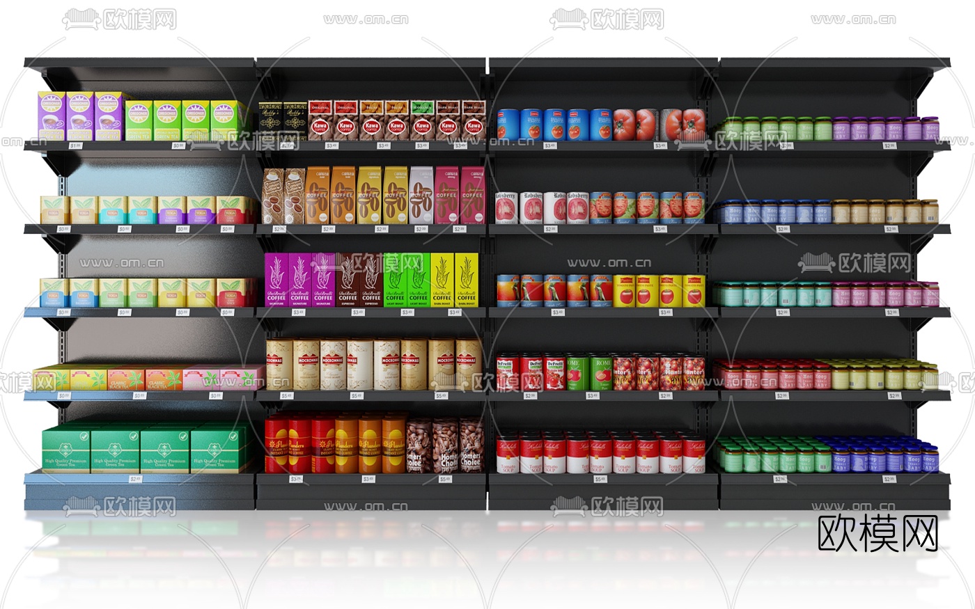 现代超市食品货架3d模型