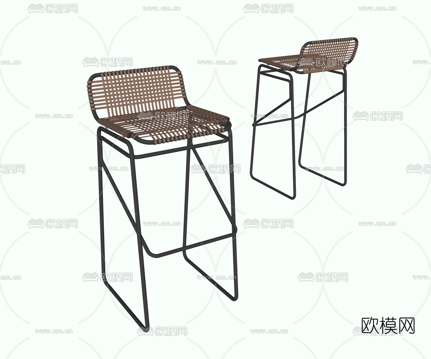 现代金属吧椅su模型下载