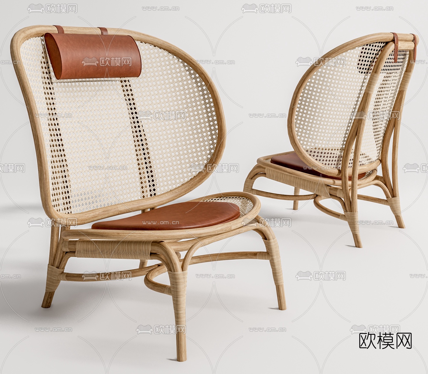 现代藤编休闲椅su模型下载（渲染图1）