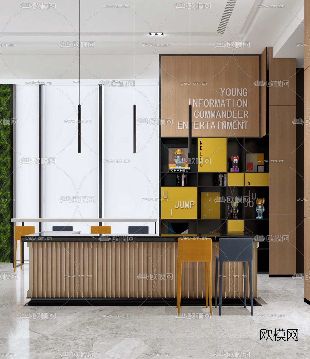 上海C.H.Y.室内设计 现代大理石接待台3d模型下载