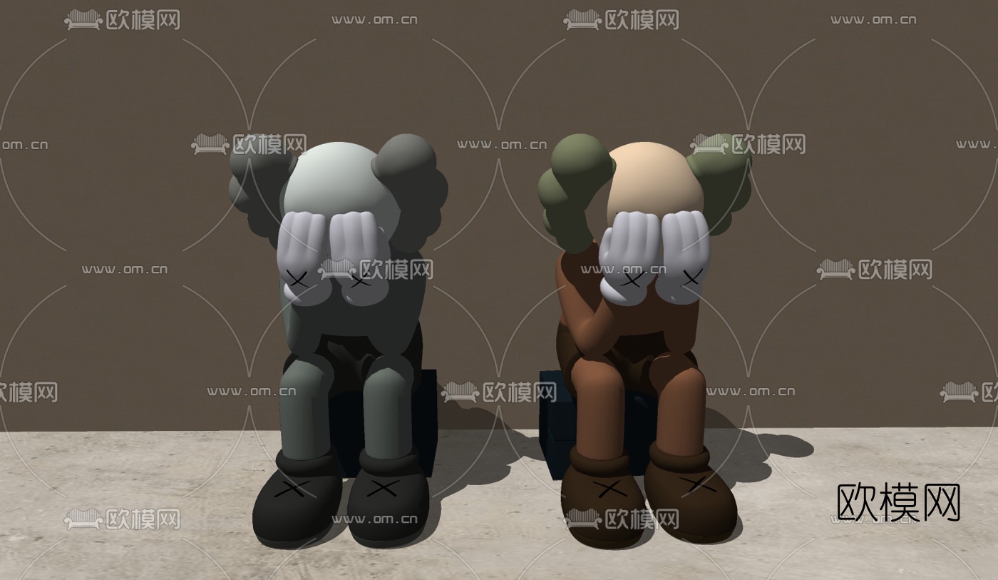 现代Kaws公仔玩具su模型下载