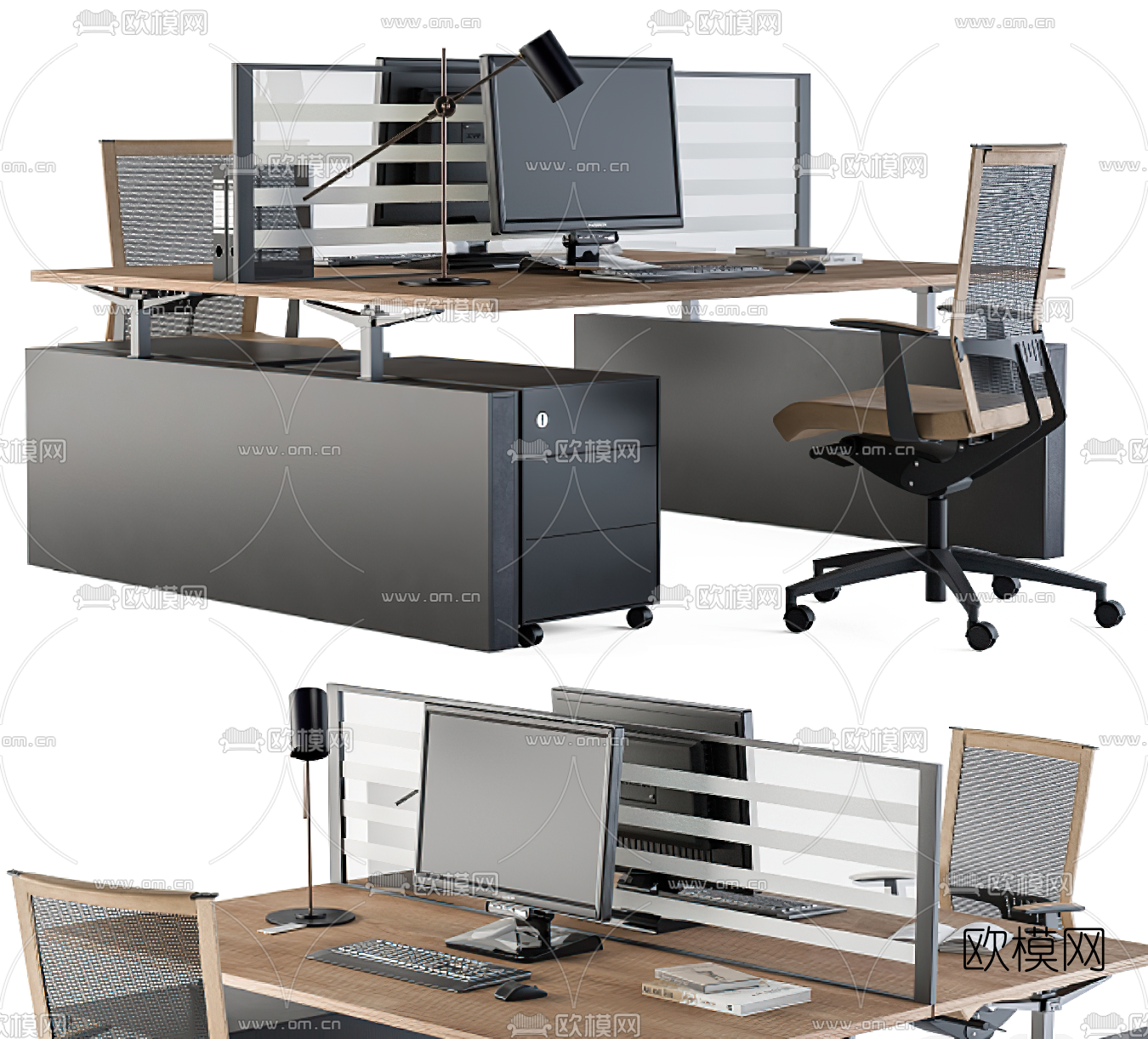 现代卡位办公桌椅3d模型