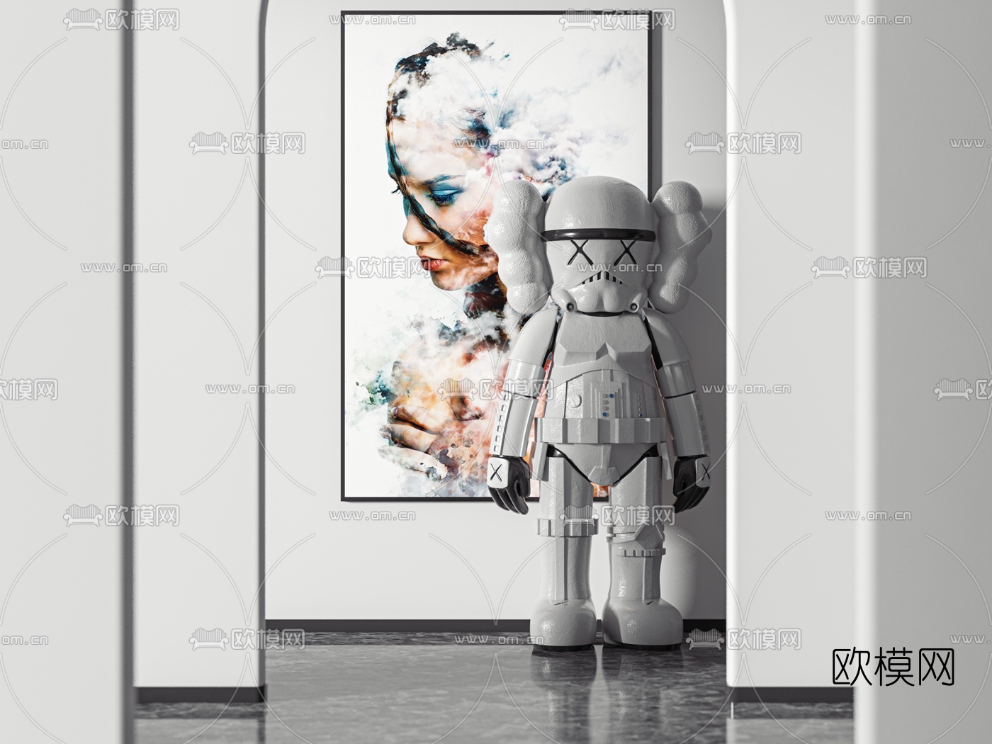 现代KAWS星球大战等身手办3d模型下载（渲染图3）