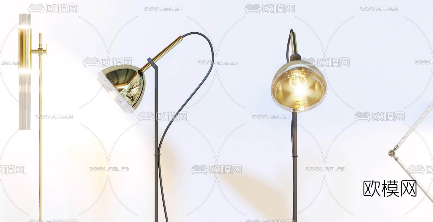 现代金属烤漆落地灯3d模型下载（渲染图7）