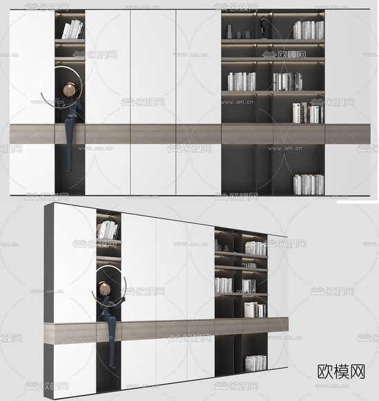 现代书柜3d模型下载(渲染图2)