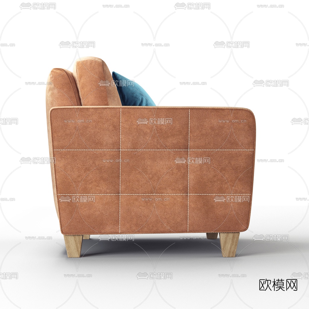 北欧布艺单人沙发3d模型下载（渲染图2）
