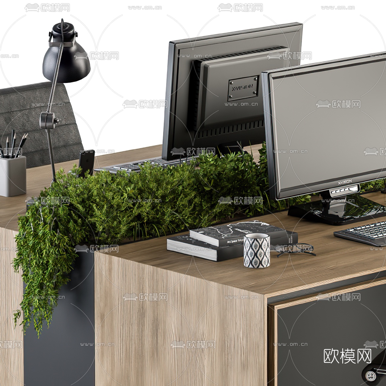 现代办公桌椅卡位3d模型