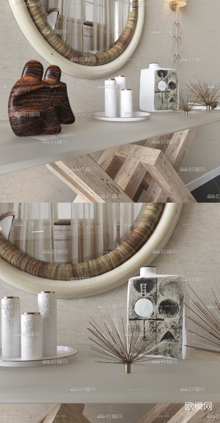 北欧玄关边柜组合3d模型下载（渲染图2）