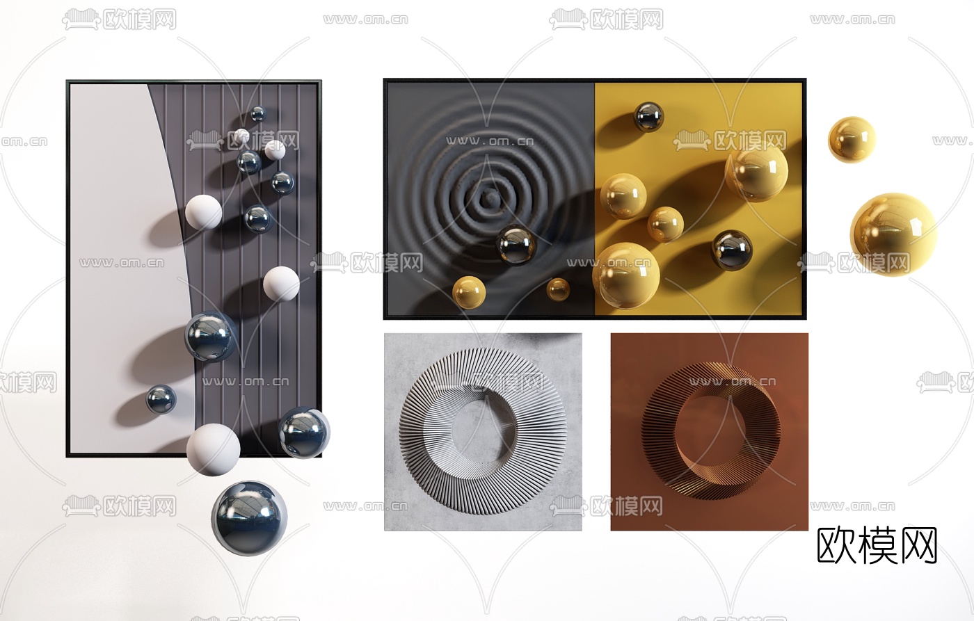 现代艺术立体墙饰挂件3d模型下载