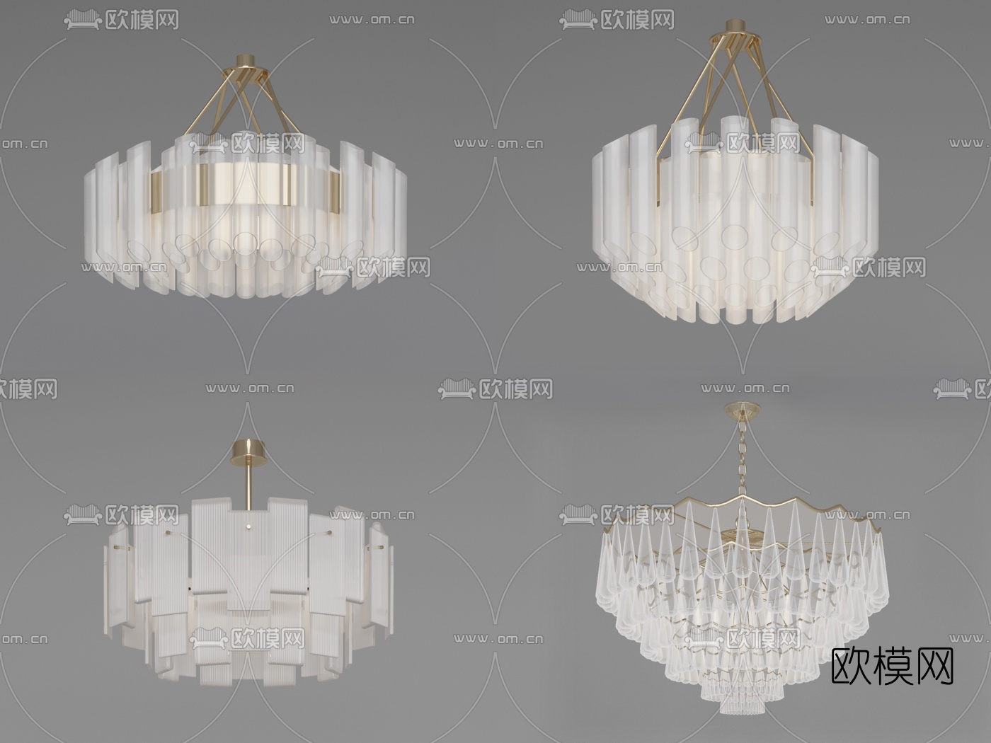 现代轻奢水晶吊灯3d模型下载（渲染图1）