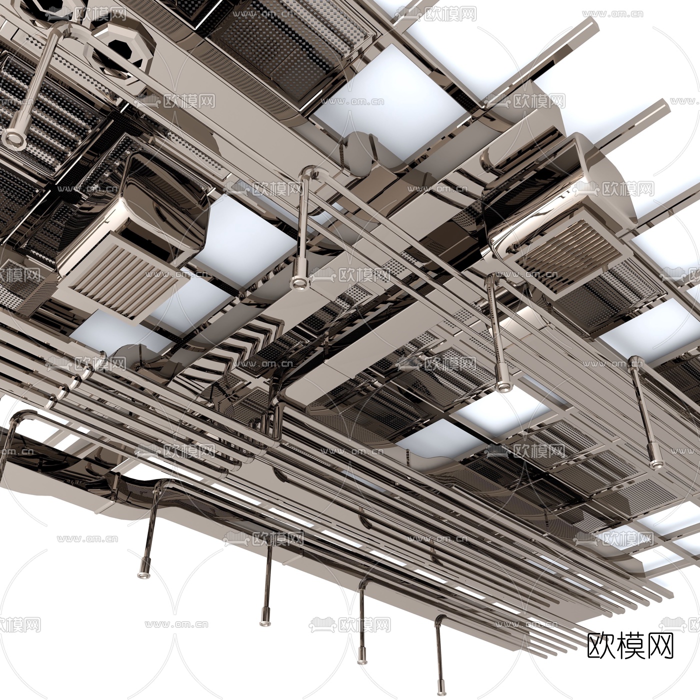 工业风天花吊顶管道3d模型