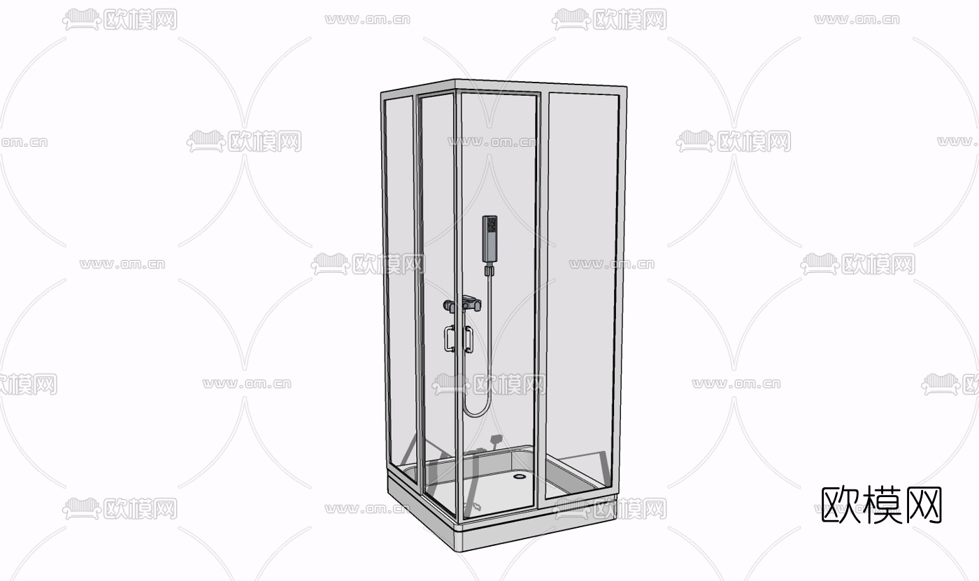 现代玻璃淋浴房免费su模型下载