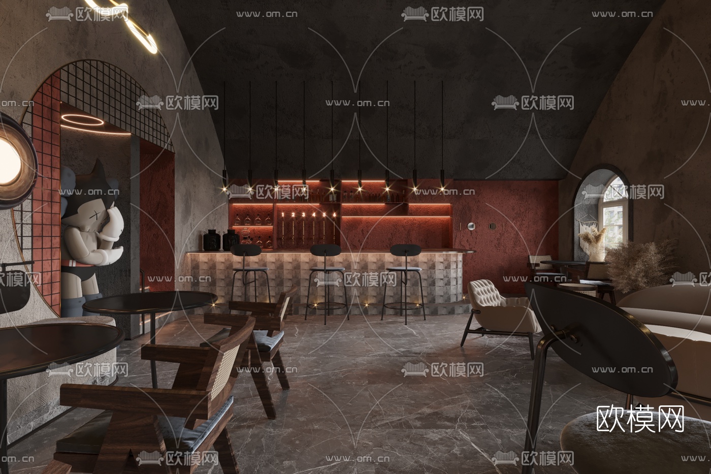 工业风快餐店3d模型下载（渲染图1）