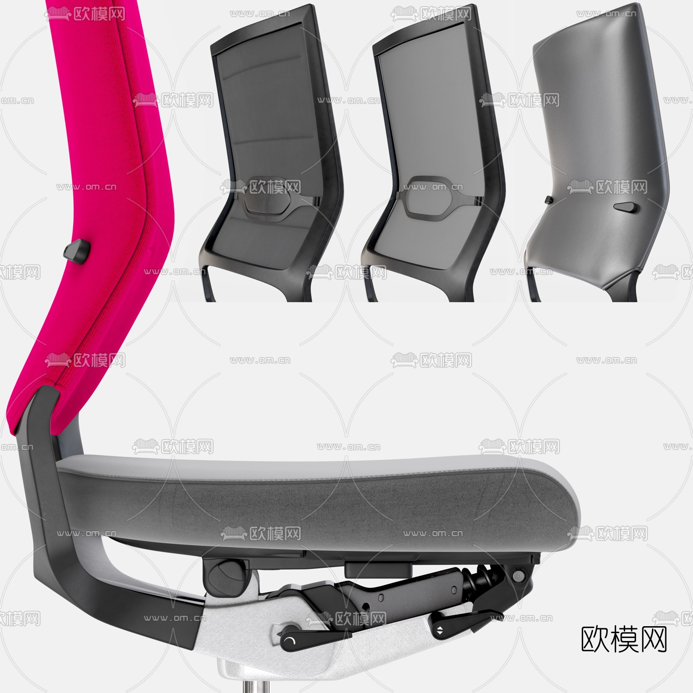 现代皮革办公转椅3d模型