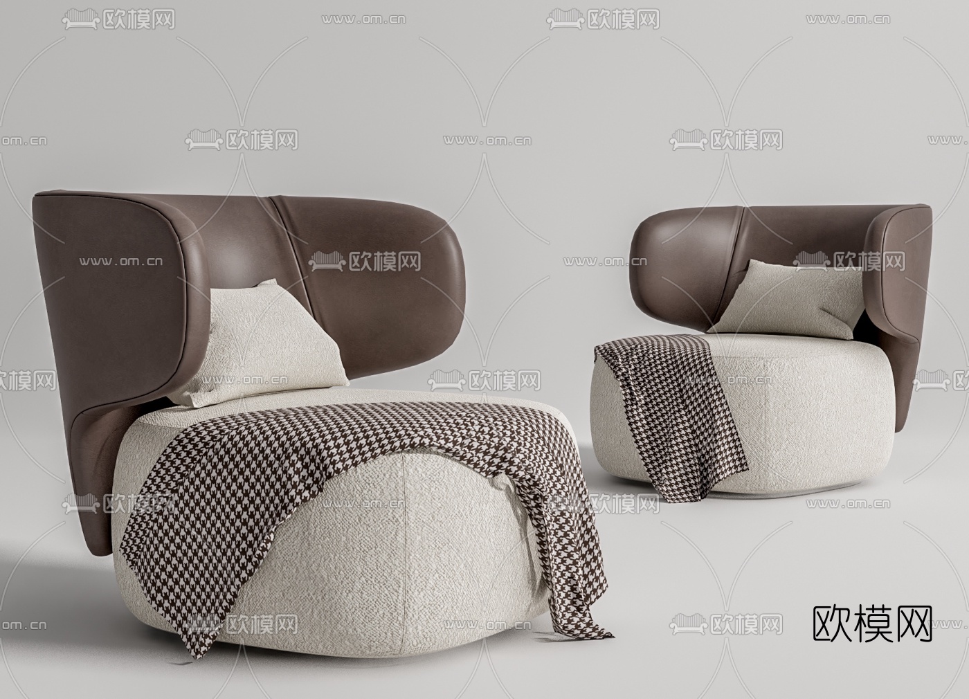 现代布艺休闲沙发su模型下载（渲染图1）