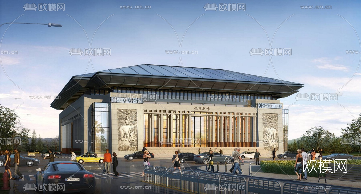 现代剧场影剧院su模型下载（渲染图1）