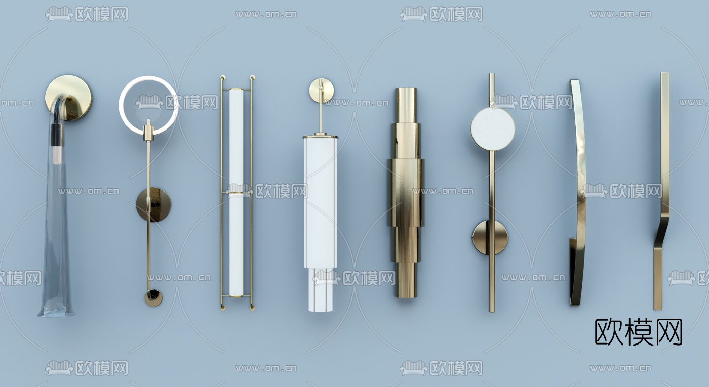 现代金属壁灯su模型下载（渲染图1）