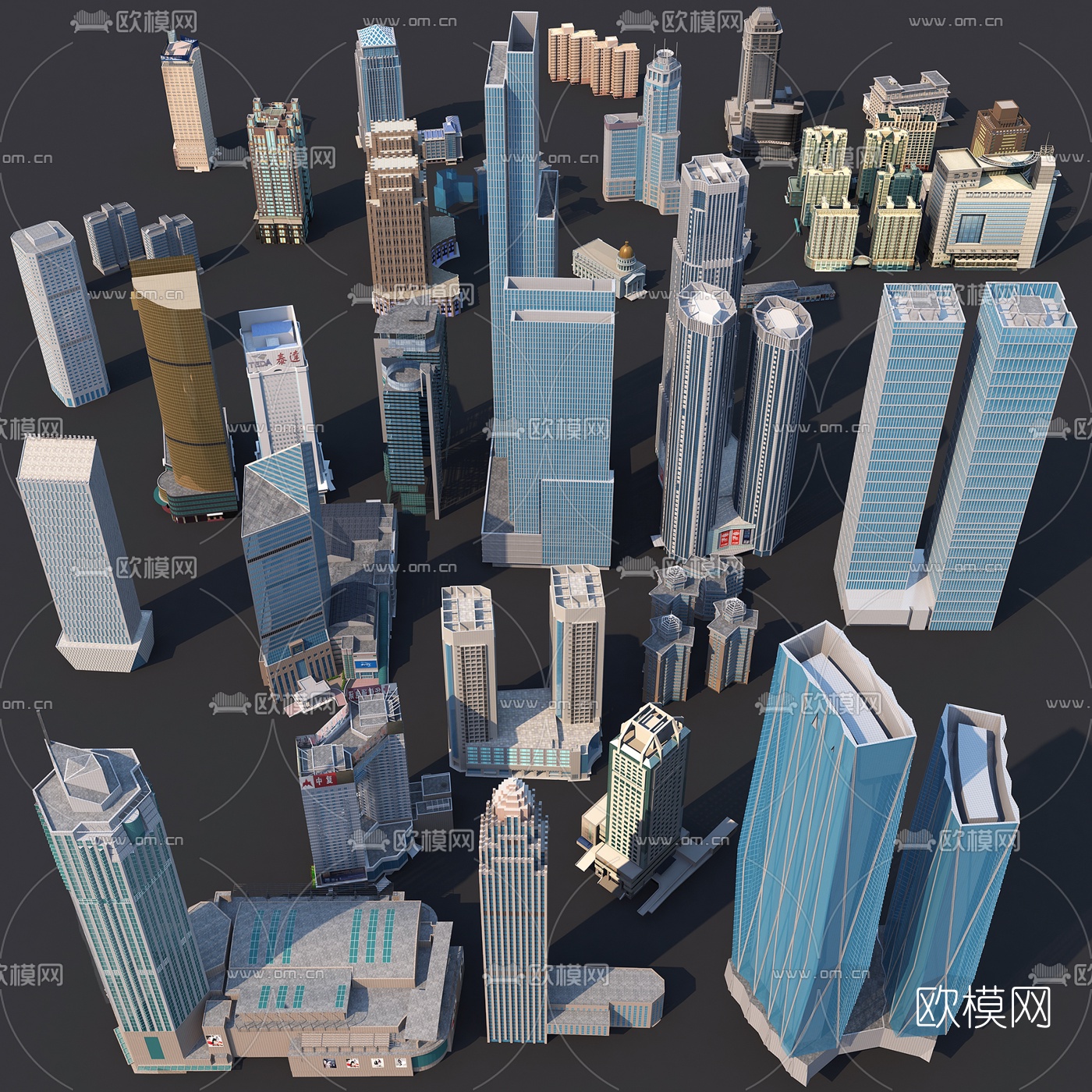 现代高层办公楼建筑构件3d模型