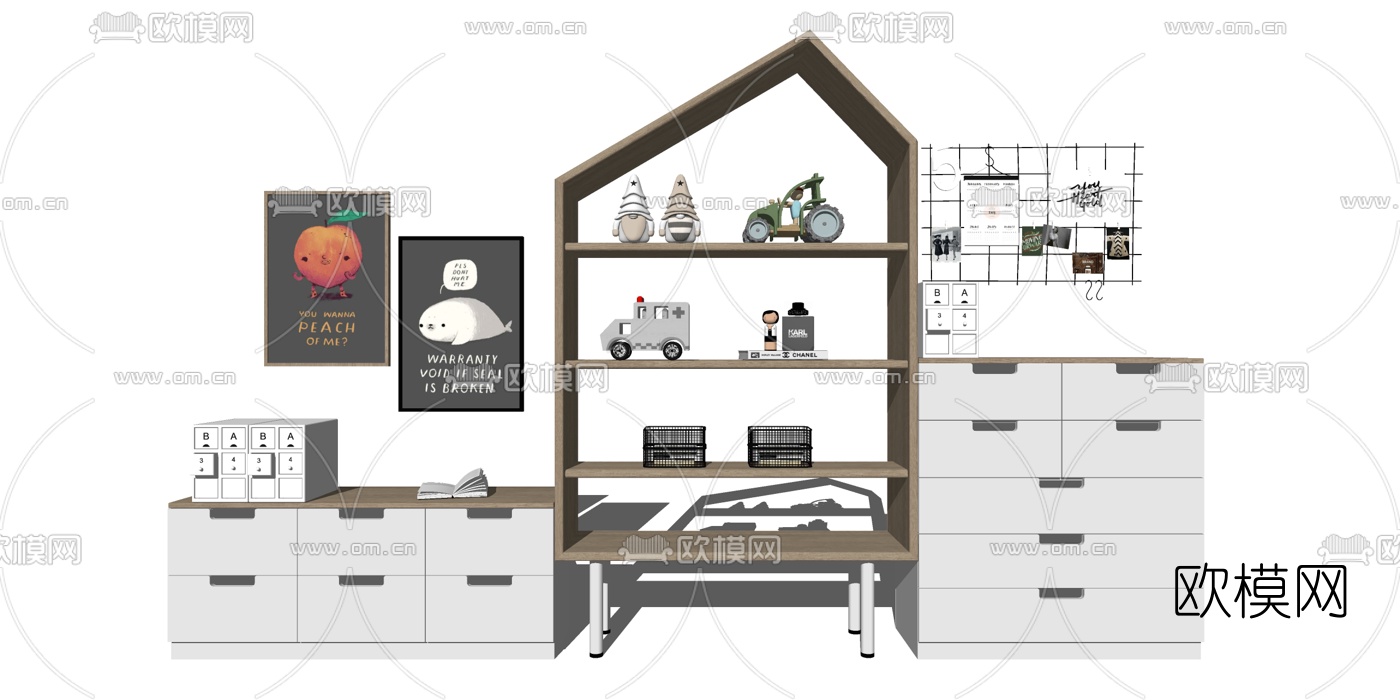北欧儿童收纳柜su模型下载