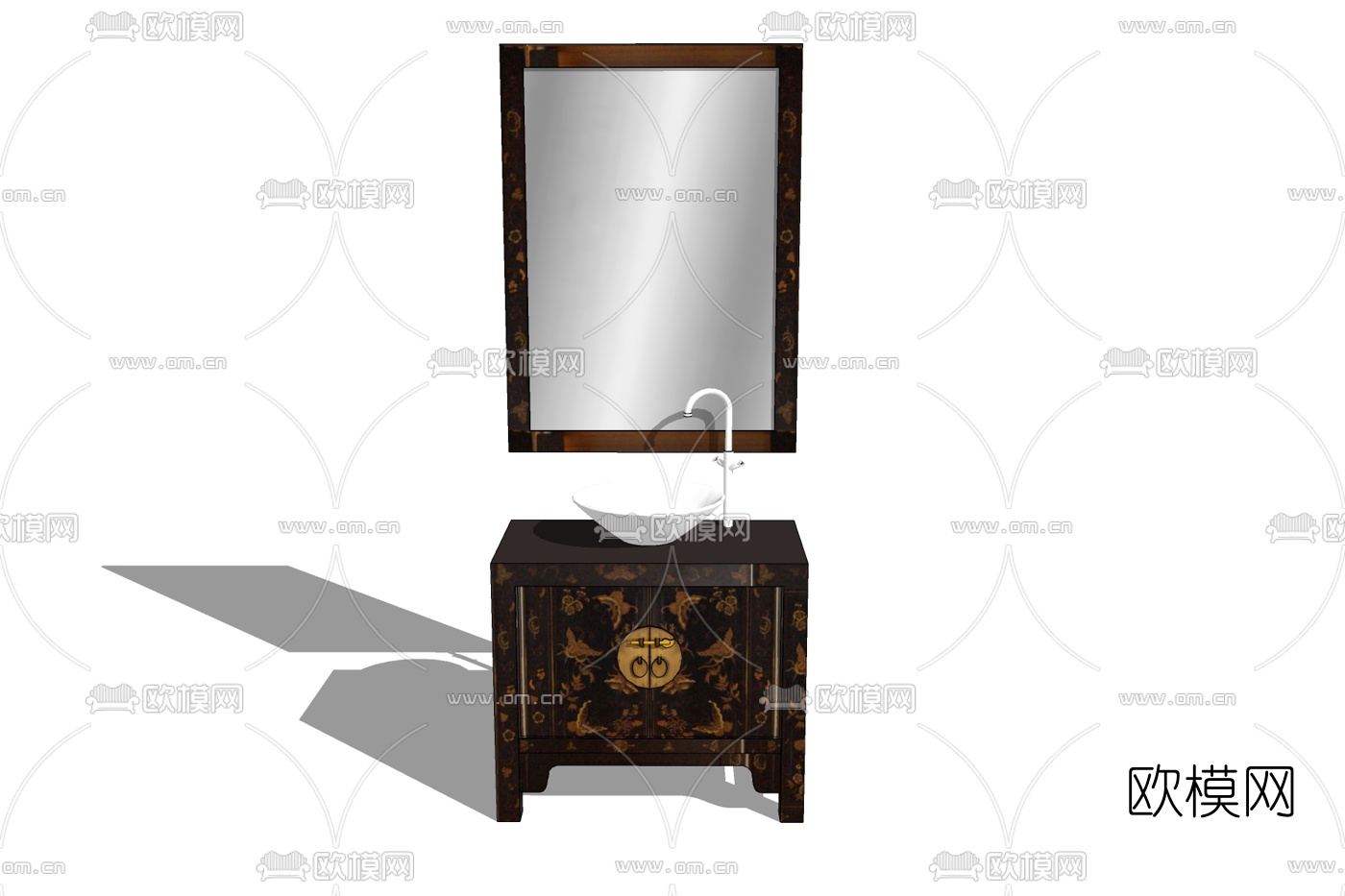 新中式雕花洗手台su模型下载