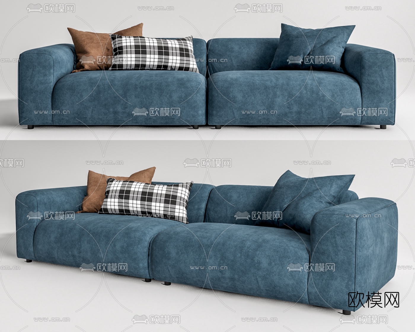 现代布艺双人沙发su模型