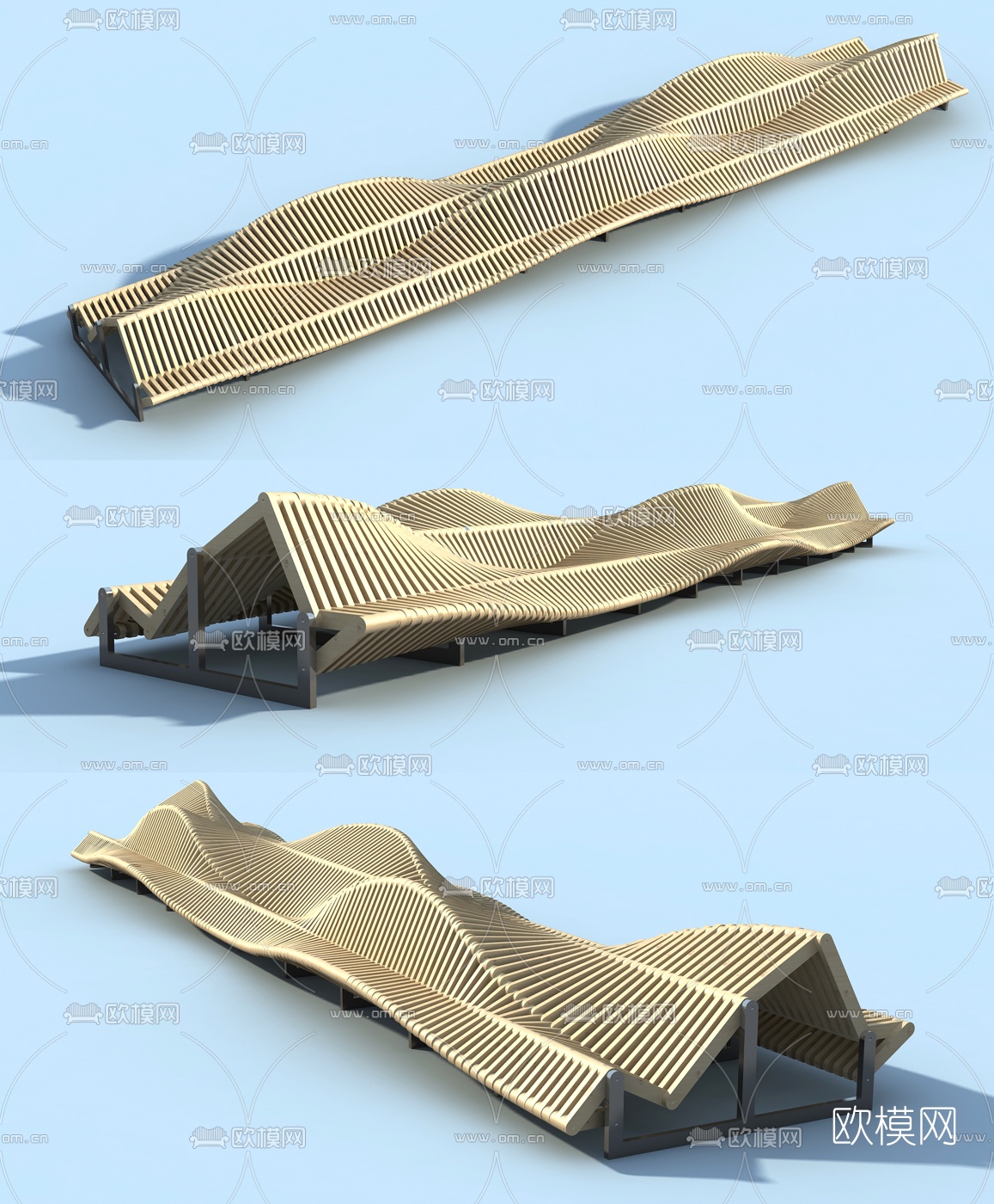 现代异形公用椅3d模型