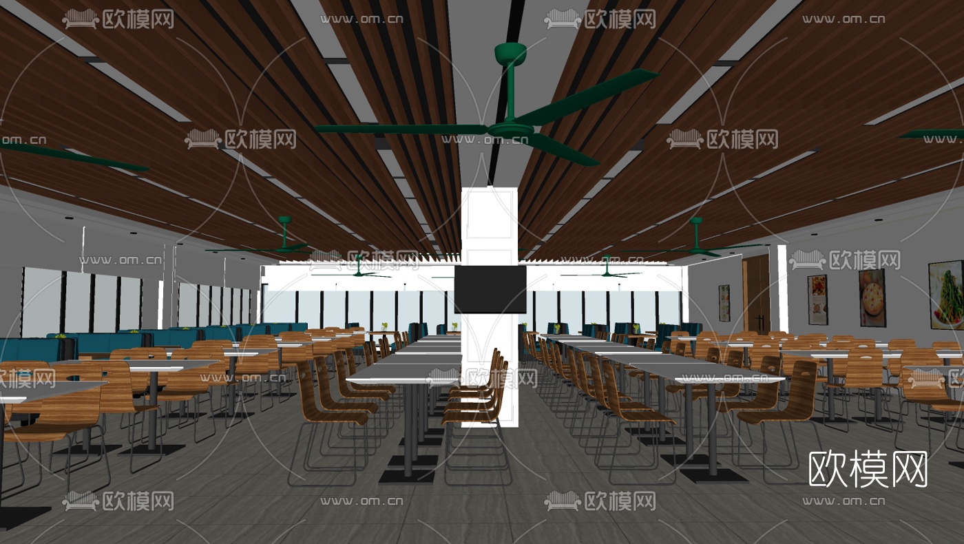 现代食堂su模型