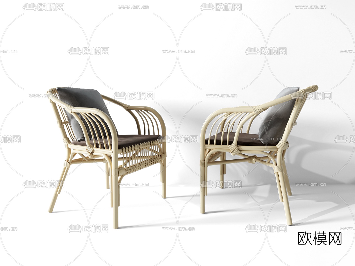 现代藤编户外椅3d模型下载