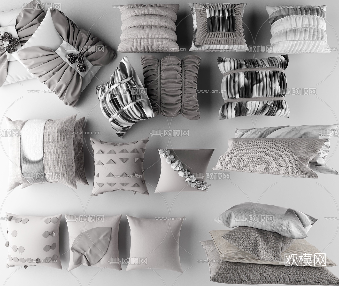 现代布艺靠枕抱枕3d模型下载