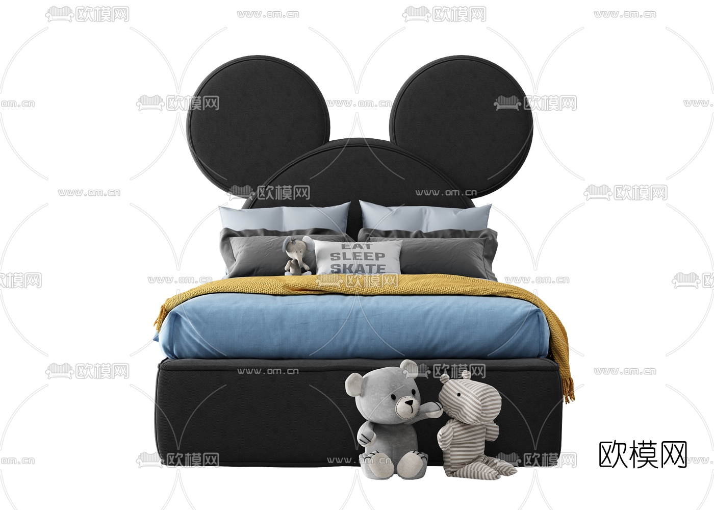 现代布艺儿童床3d模型下载