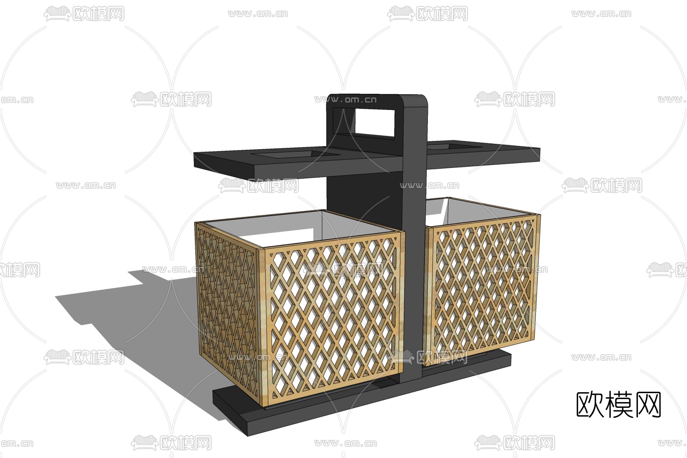 新中式户外垃圾桶免费su模型下载