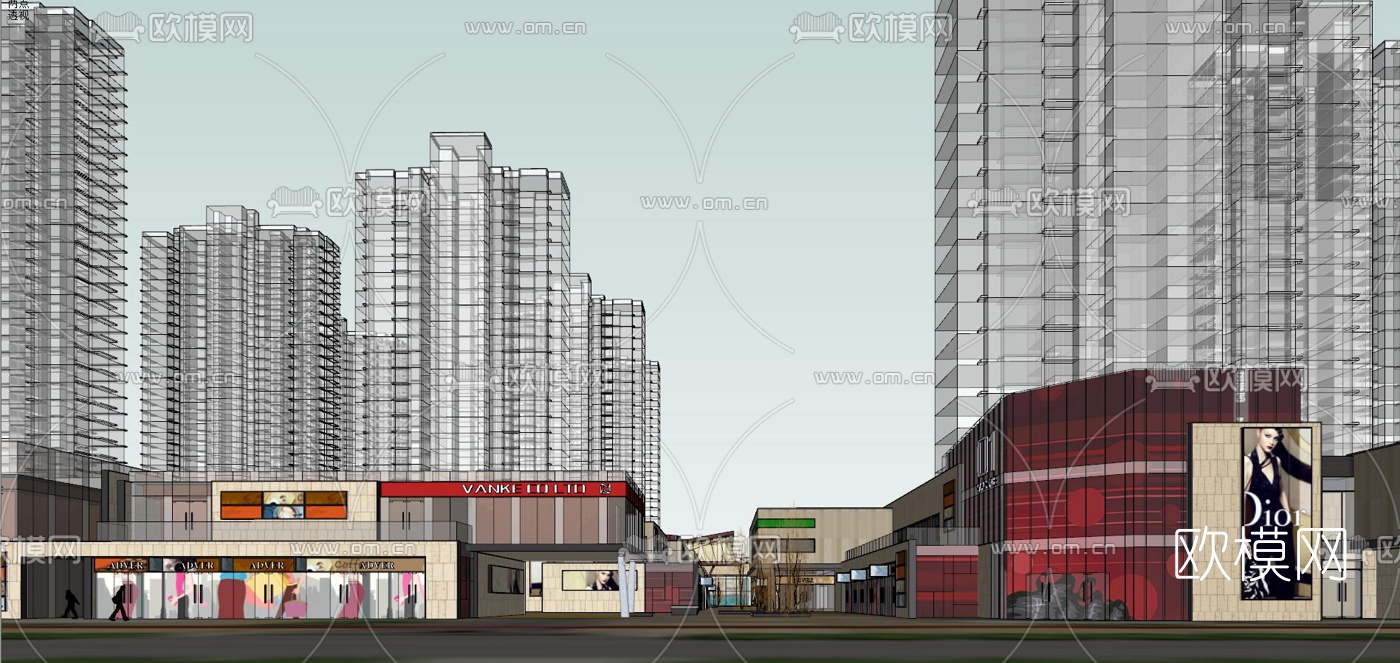 现代购物中心外观su模型下载（渲染图4）
