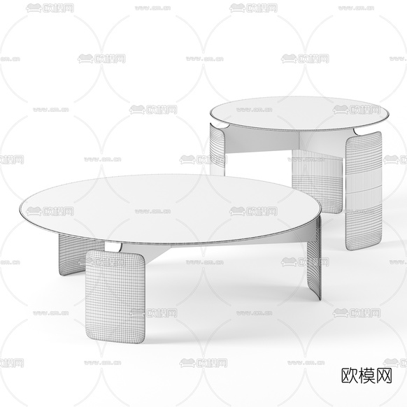 现代圆形茶几边几3d模型下载(渲染图2)