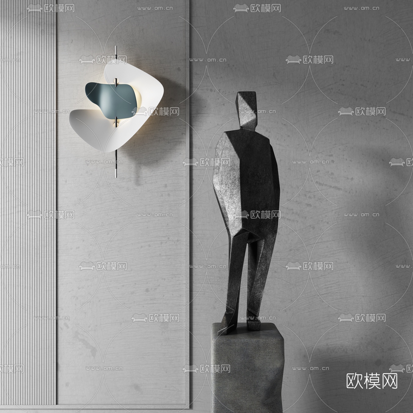 现代站立人物雕塑3d模型