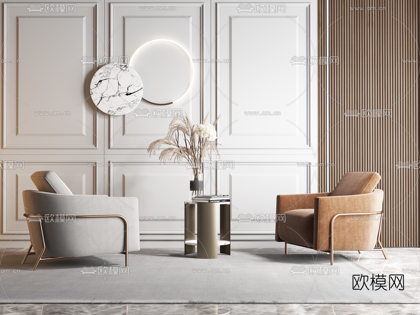 现代布艺休闲沙发边几3d模型下载