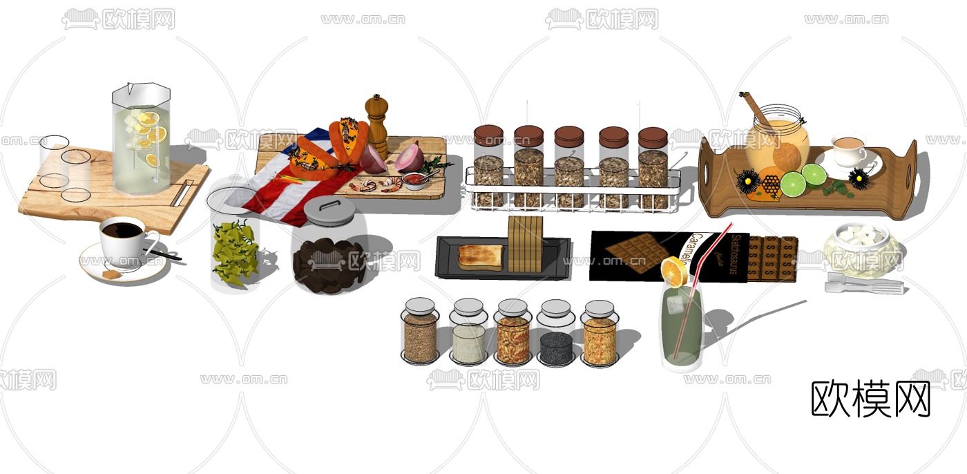 现代蛋糕甜品su模型下载