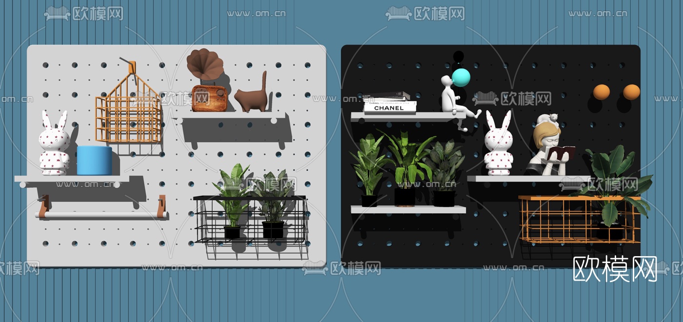 现代墙饰壁柜ssu模型下载（渲染图2）